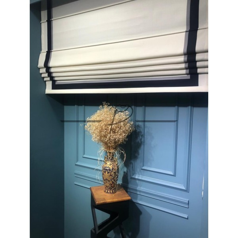 Rendecioğlu Tekstil Katlamalı Keten Perde Çift Renk Çereve Modeli - 100 x 270 cm - Krem Fon Perde Fiyatı