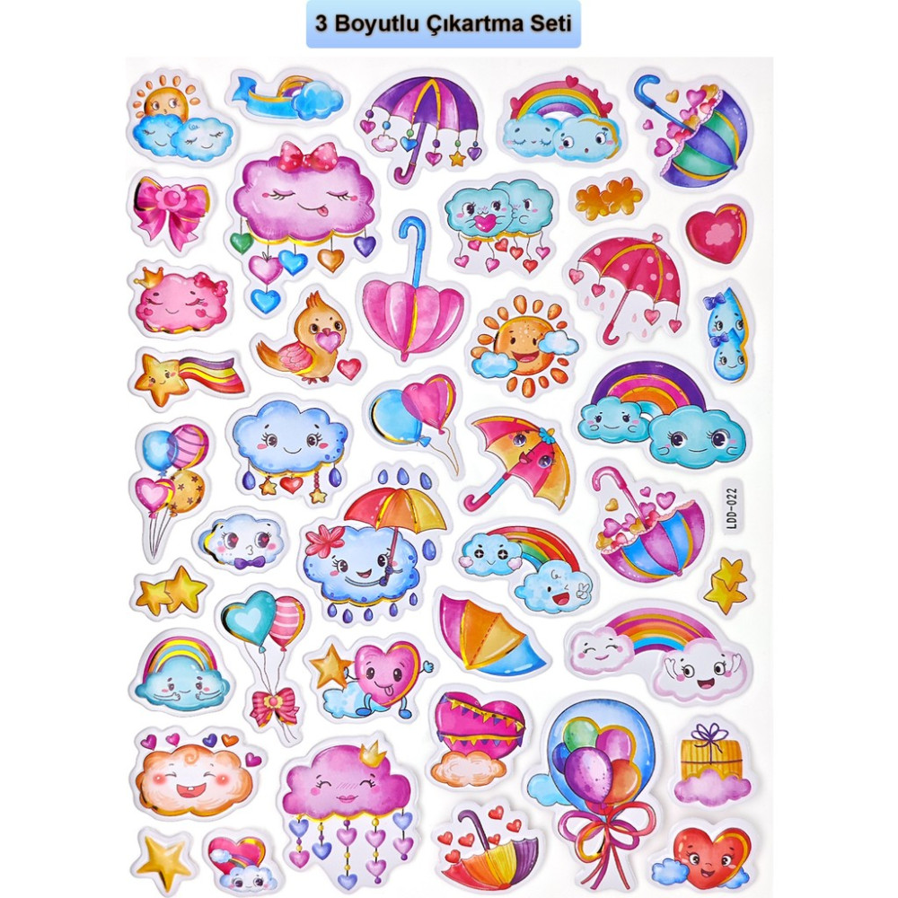 Rengarenk Bulutlar Kabartmalı Sticker Çıkartma Planlayıcı Etiketler Okul Etiketi Fiyatı