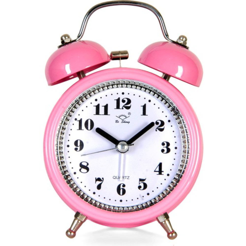Renk Store Nostalji Metal Gövde Işıklı Çift Çanlı Kulplu Nostaljik Çalar Saat - Pembe Dekoratif Saat Fiyatı