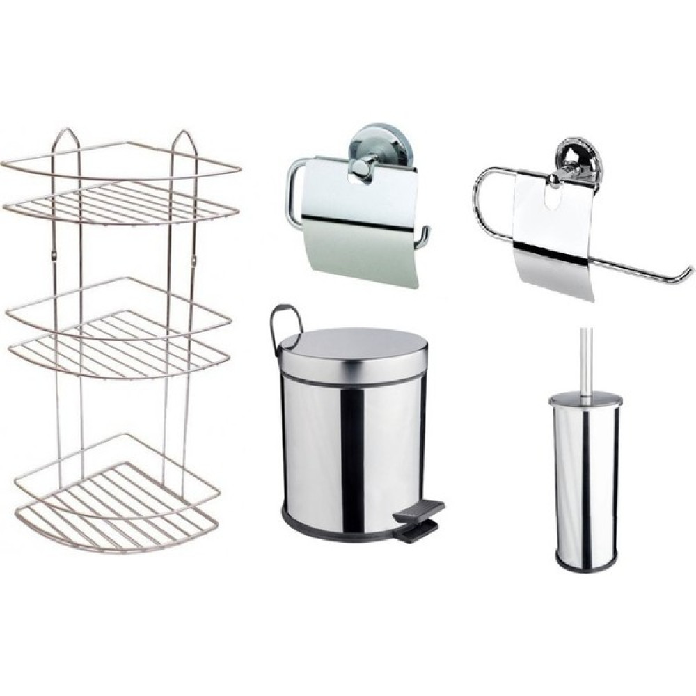 Renk Yapı Rüyası Krom 5lt Çöp Kovası + 2 Katlı Raf + Havluluk + Kağıtlık + Fırça 5 Takım Banyo Set Çöp Kovaları Fiyatı