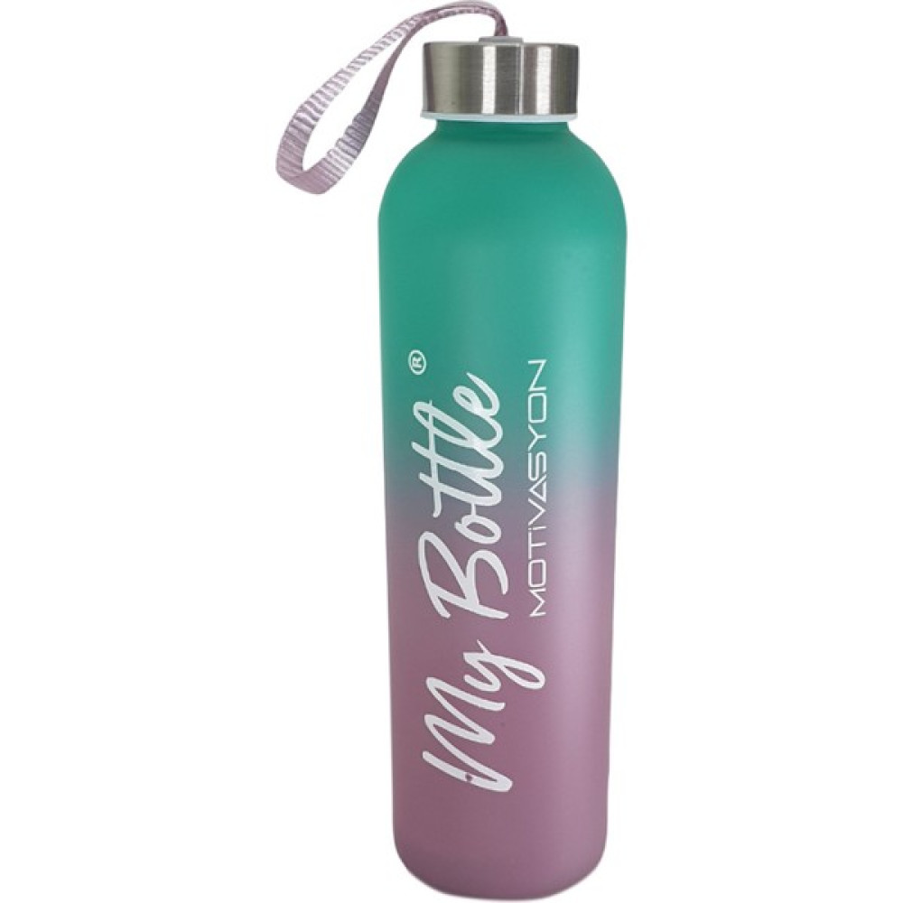 Renkli 750 ml Motivasyon Cam Su Matarası HK2707 - Lila Suluk Fiyatı