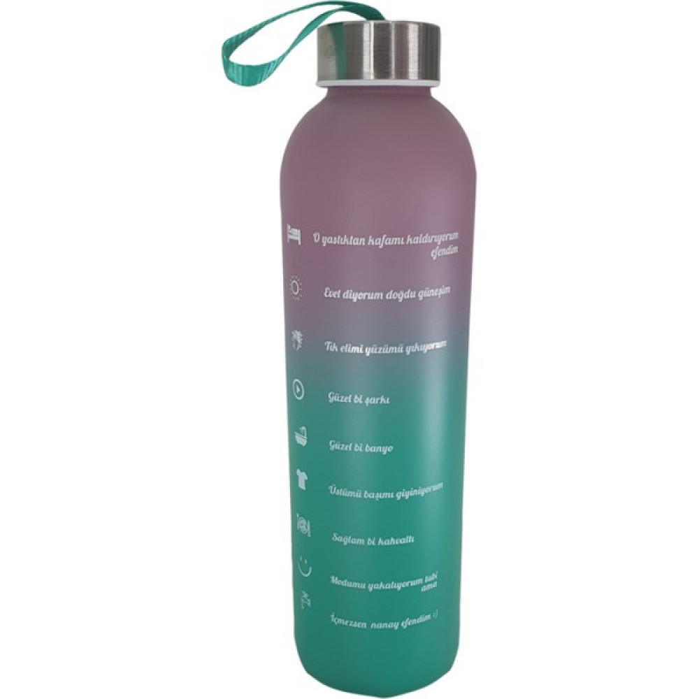 Renkli 750 ml Motivasyon Cam Su Matarası HK2707 - Yeşil Suluk Fiyatı