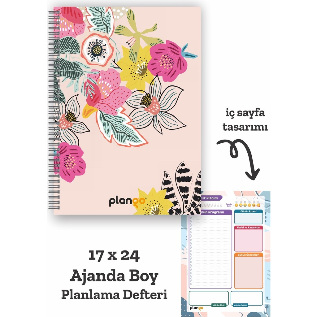 Renkli Çiçekler Spiralli Günlük Planlama Defteri - 100 Sayfa - 17X24 Planlayıcı Defter - 0 Defter & Kağıt Ürünleri Fiyatı
