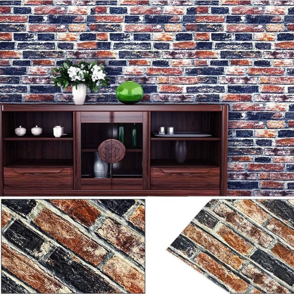 Renkli Duvarlar 70X38CM 3D Lacivert Kiremit Tuğla Desen Kendinden Yapışkanlı Sünger Duvar Paneli Kağıdı - 70 x 38 cm Duvar Stickerı Fiyatı