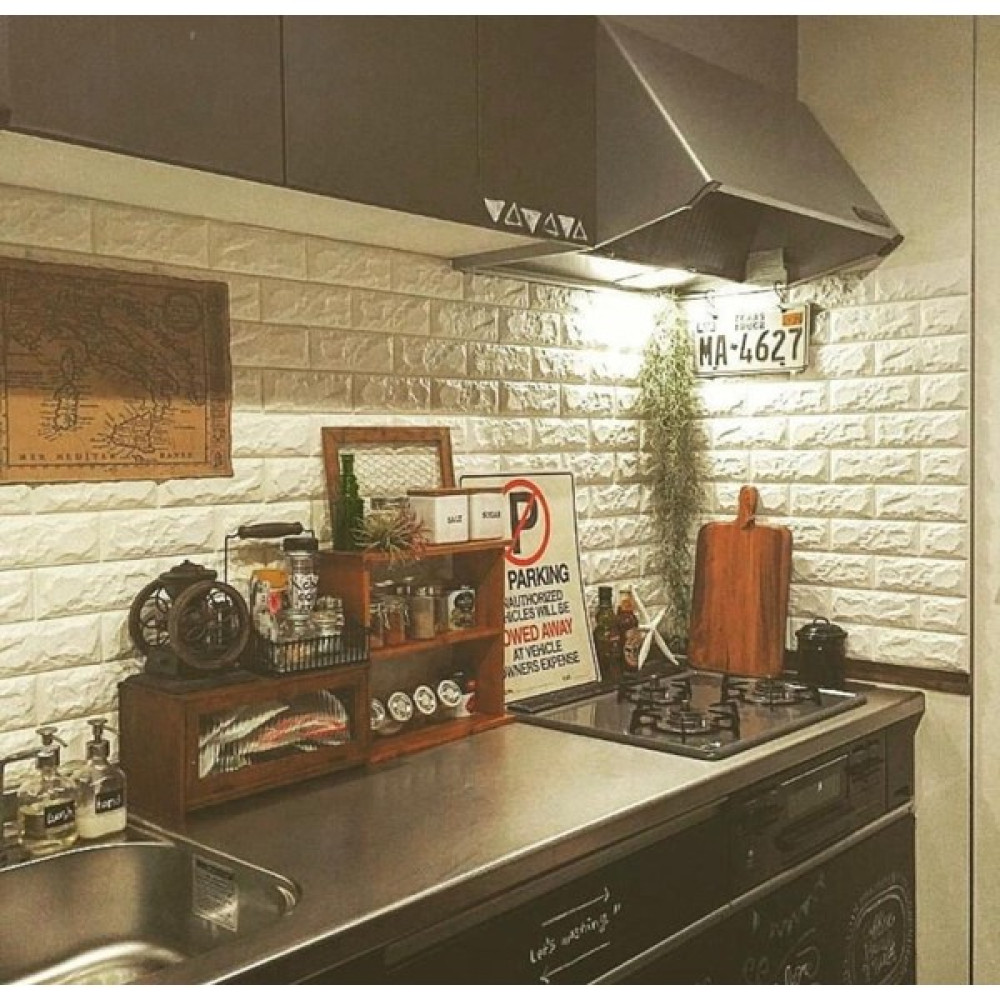 Renkli Duvarlar NW01 Mutfak Tezgah Arası Beyaz Tuğla Kendinden Yapışkanlı Panel - 70x77cm Poster Fiyatı