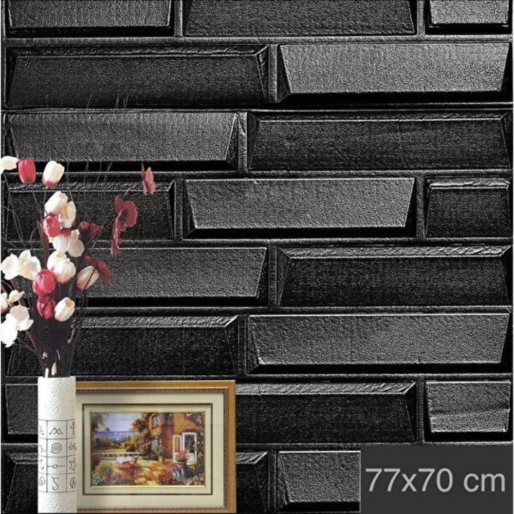 Renkli Duvarlar NW66 Siyah Opak Arkası Yapışkanlı Esnek Silinebilir Yatak Başı Duvar Paneli Duvar Kağıdı - 70x77 cm Poster Fiyatı
