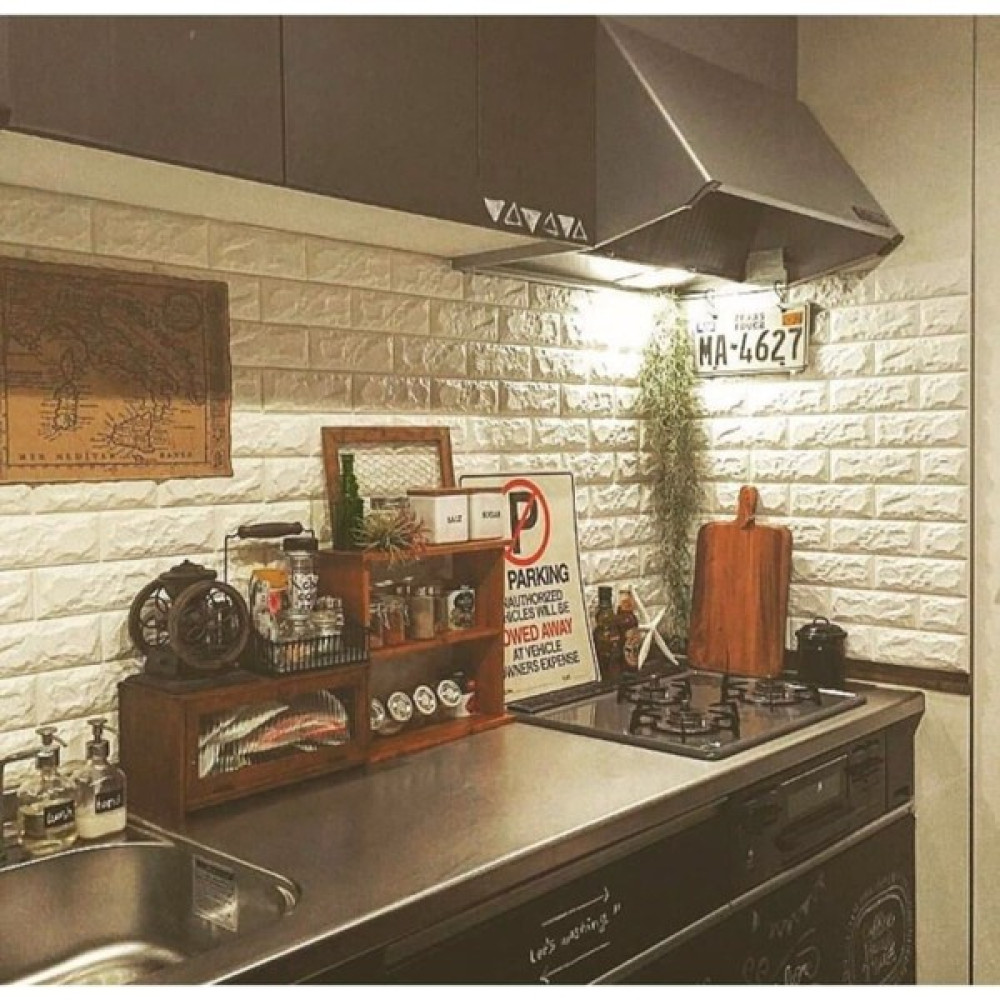 Renkli Evim 10 Adet Tezgah Arası Beyaz 3D Kendinden Yapışkanlı Esnek Sünger Tuğla Duvar Kaplama Paneli - Duvar Ka - 70 x 77 cm Duvar Kağıdı Fiyatı