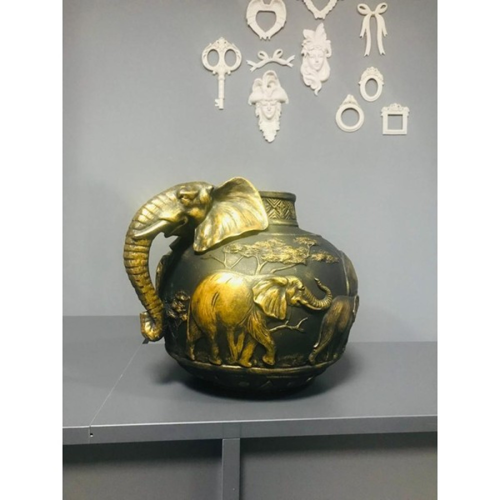 Renkli Fırça Renklifırça Filli Vazo Siyah-Gold - Siyah - Gold Vazo Fiyatı