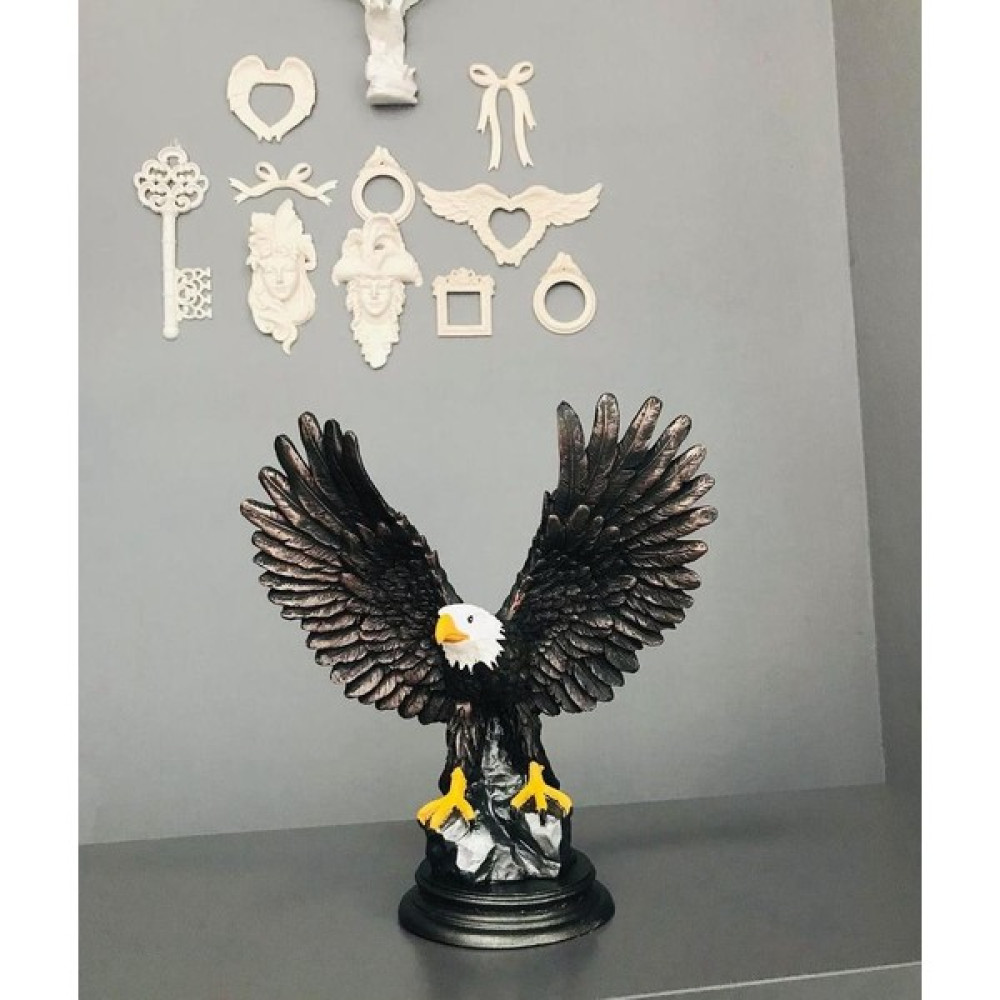 Renkli Fırça Renklifırça Kanatlı Kartal Biblo Polyester Heykel Hediyelik - Siyah - Beyaz Biblo Fiyatı