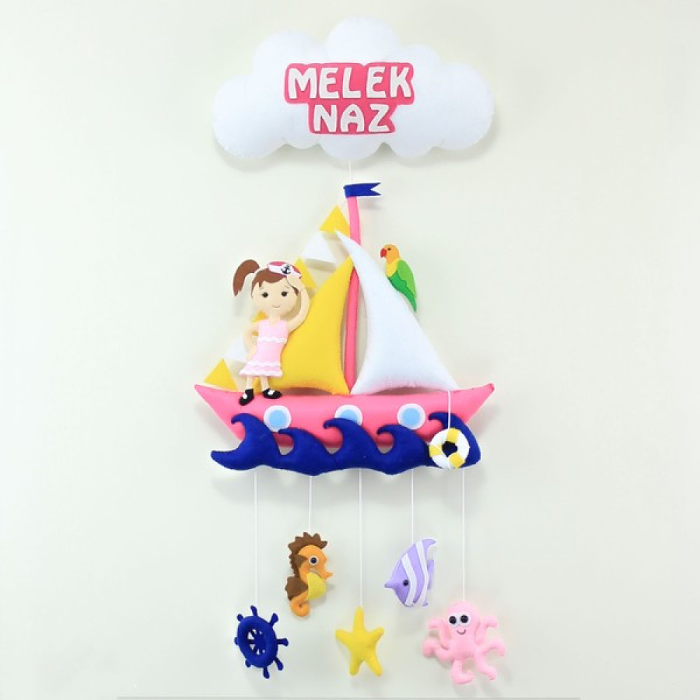 Renkli Hayallerim Melek Naz Isimli Denizci Kız Bebek Odası Kapı Süsü Bebek Kapı Süsü Fiyatı