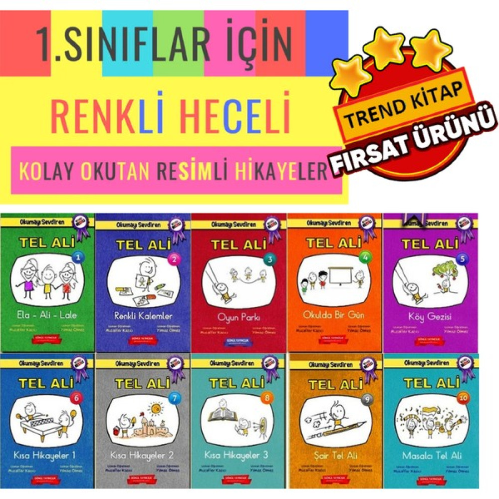Renkli Heceli Tel Ali Öykü Dizisi (10 Kitap) 1.sınıf Okuduğunu Anlama Hızlandırma Çocuk Öykü Fiyatı