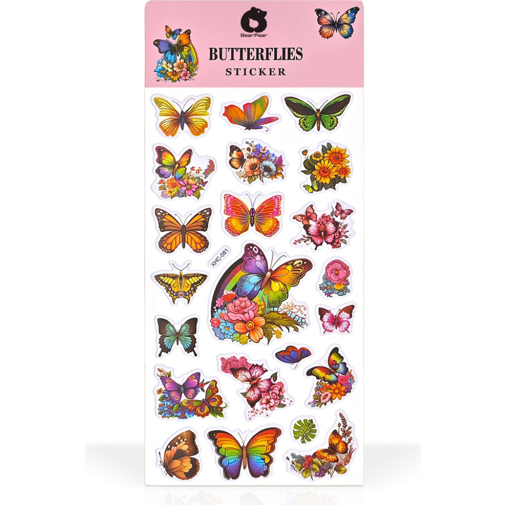 Renkli Kelebekler Kabartmalı Sticker Etiket Çıkartma Organizer Okul Etiketi Fiyatı