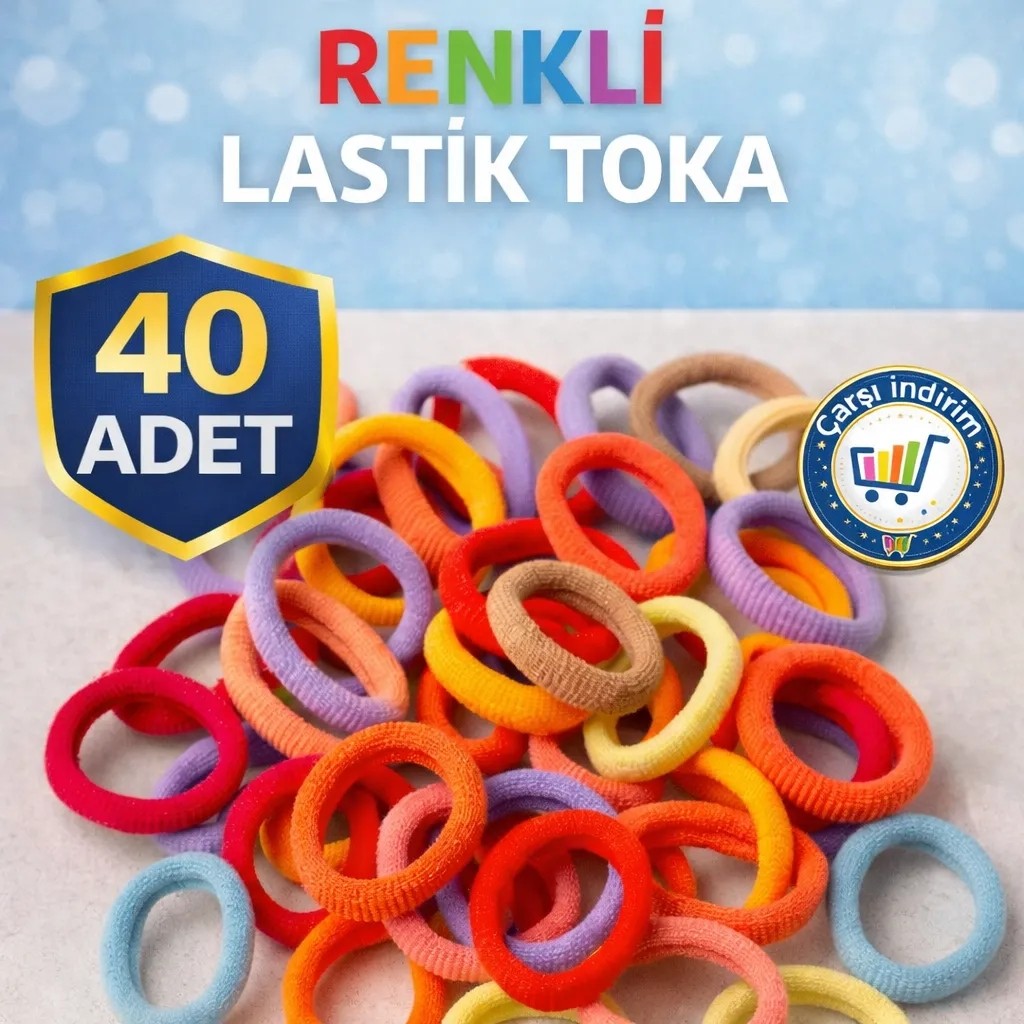 Renkli Saç Tokası 40 Adet Orta Boy Esnek Havlu Lastik Toka El / Yüz Havlusu Fiyatı