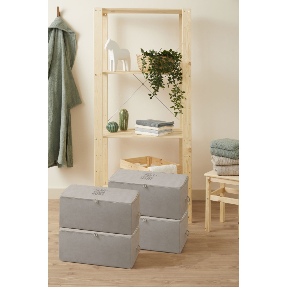 renklibebek 4 Lü Orta Boy Gri Renk Baza Altı Çeyiz Hurç Organizer ~ Ölçü: (52x28x21) - 4 Adet Hurç Fiyatı