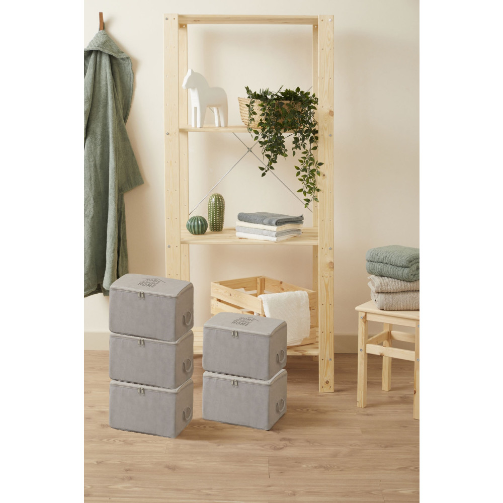 renklibebek 5li Küçük Boy Gri Renk Baza Altı Çeyiz Hurç Organizer ~ Ölçü: (30x22x18) X 5 Adet Hurç Fiyatı
