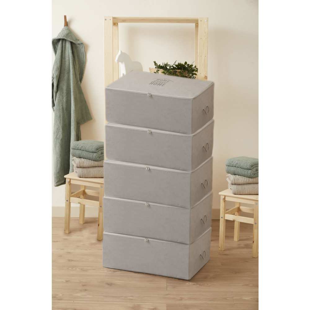 renklibebek Hurç 5li Büyük Boy Gri Renk Baza Altı Saklama Yorgan Çeyiz Tela Hurç Organizer~ölçü: 5x( 62x46x22 ) Hurç Fiyatı