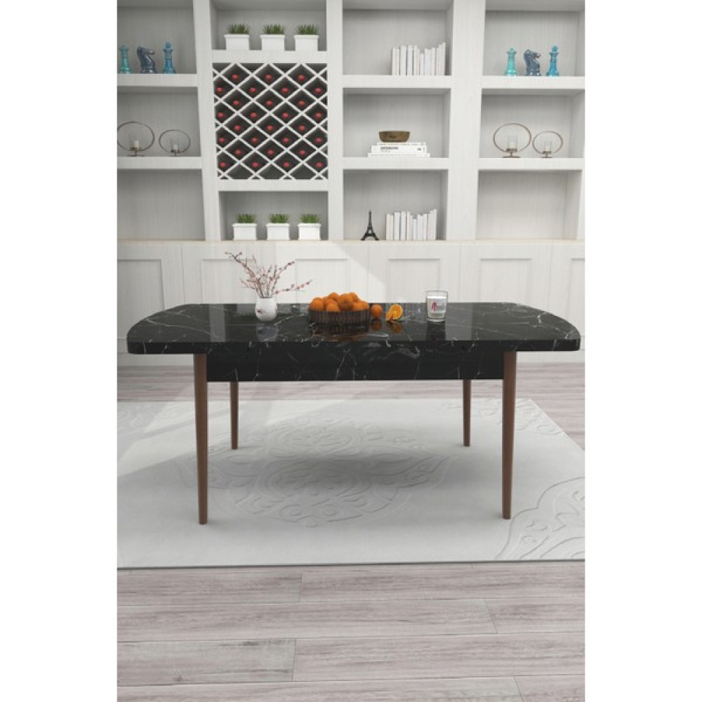 Renlife Yemek Masası Ahşap Masa Mutfak Masası Takımı 6 Kişilik Masa Açılır Kapanır Masa(Siyah Mermer) - Mermer - Siyah - 80 x 130 cm Yemek & Mutfak Masası Fiyatı