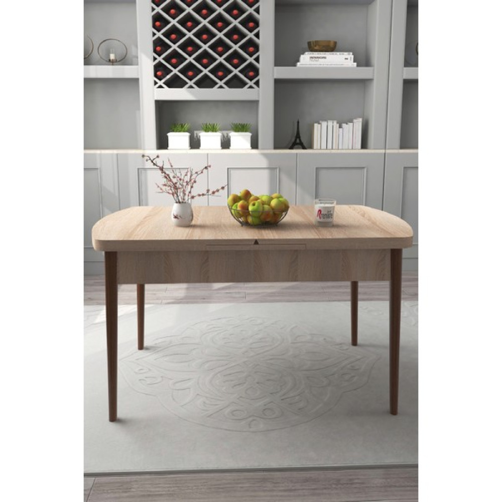 Renlife Yemek Masası Mutfak Masası Ahşap Ayaklı Masa Oval Açılır Masa (Sonomo) - Açık Meşe - 80 x 130 cm Yemek & Mutfak Masası Fiyatı