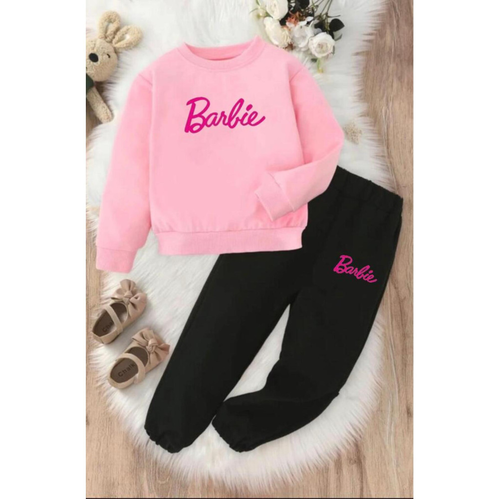 Renna Mood Barbie Baskılı Kız Çocuk Bisiklet Yaka Sweat Alt-Üst Eşofman Takımı 5-6 Yaş Beden Kadın Giyim Fiyatı