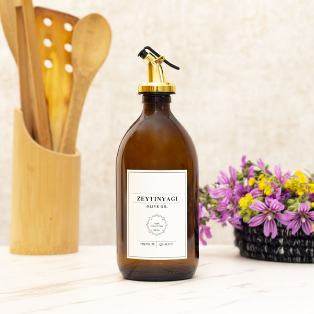 Reoona Beyaz Etiketli Gold Amber Zeytinyağı Şişesi Yağlık Yağdanlık 500 ml Mutfak Gereçleri Fiyatı