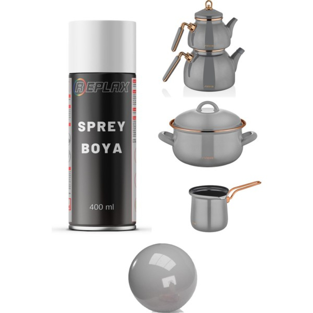 Replax Gri Çaydanlık Isıya Dayanıklı 500° Emaye Sprey Boyası 400 Ml Boya Malzemeleri Fiyatı