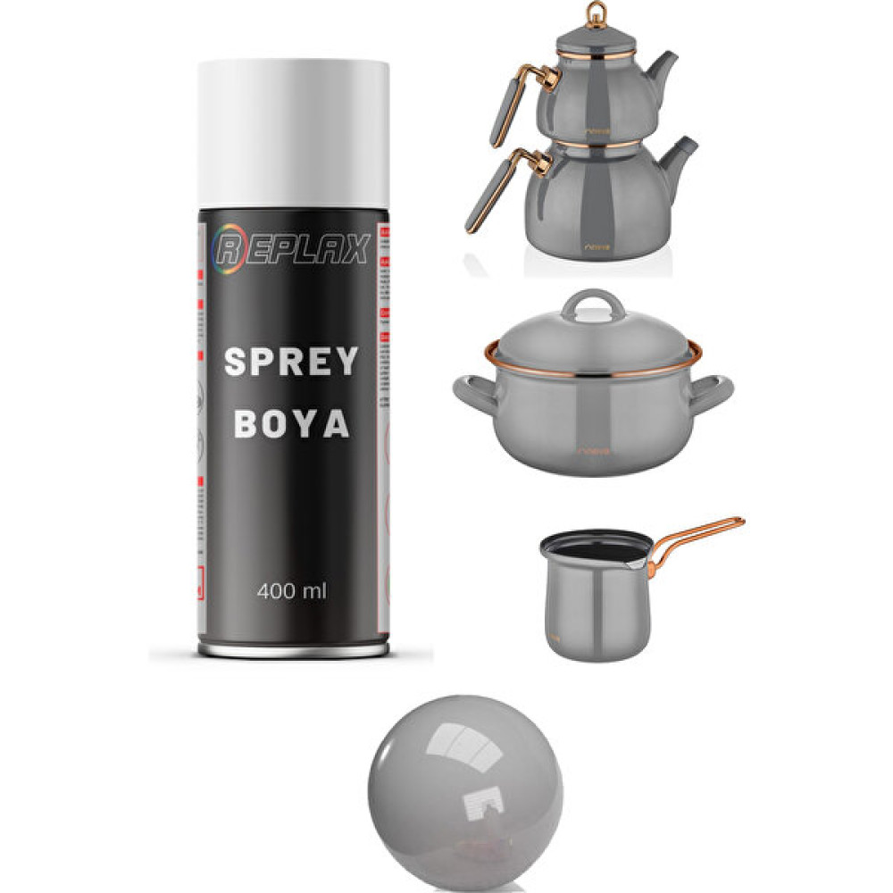 Replax Gri Tencere Tava Cezve Isıya Dayanıklı 500° Emaye Sprey Boyası 400 Ml Boya Malzemeleri Fiyatı