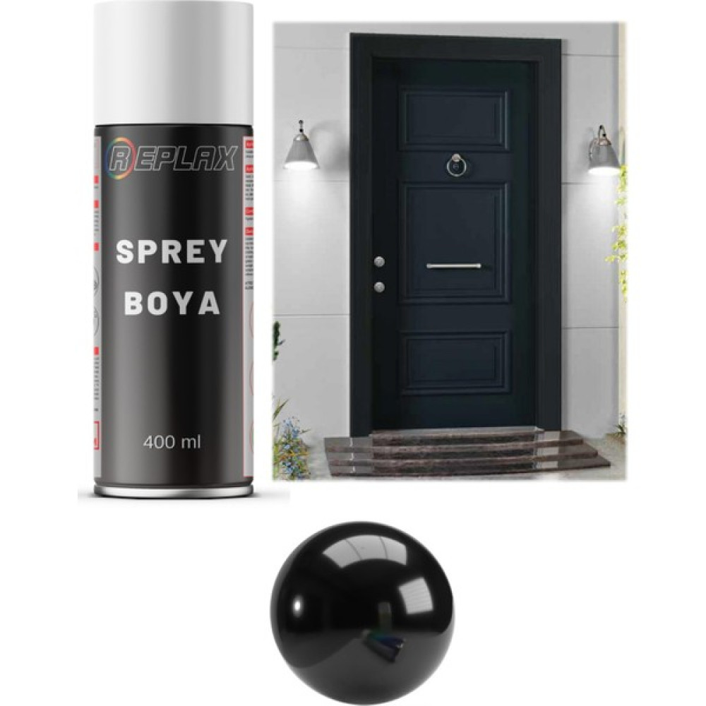 Replax Parlak Siyah Çelik Kapı Sprey Boyası 400 Ml Boya Malzemeleri Fiyatı