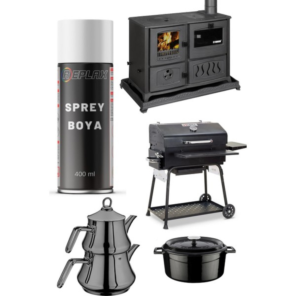 Replax Siyah Isıya Dayanıklı 600° Fırın Sprey Boyası 400 Ml. Boya Malzemeleri Fiyatı
