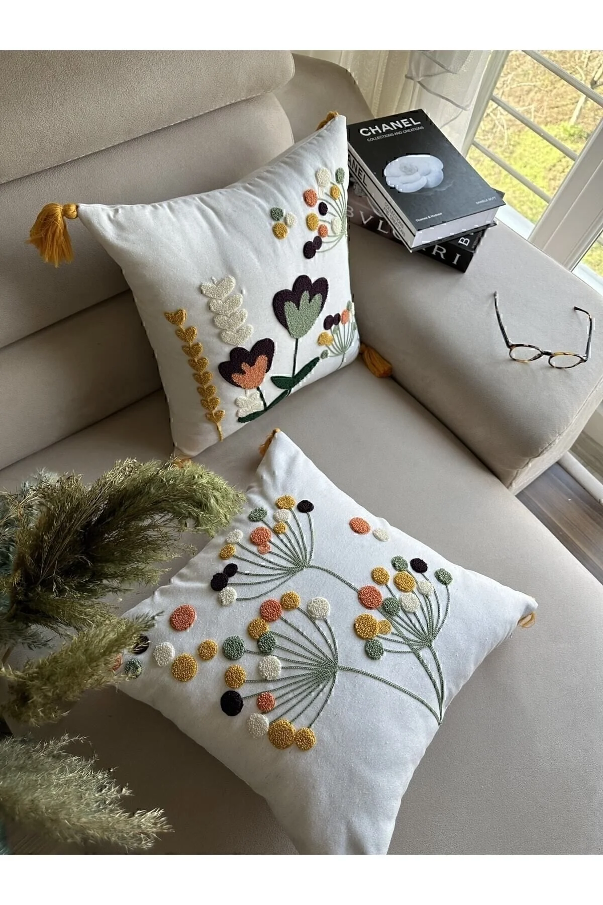 Reset Starstalıa Home Beyaz Kumaş Punch Nakışlı 2 Adet Kırlent Kılıfı 43 x 43 Beden" Yatak Odası Tekstili Fiyatı