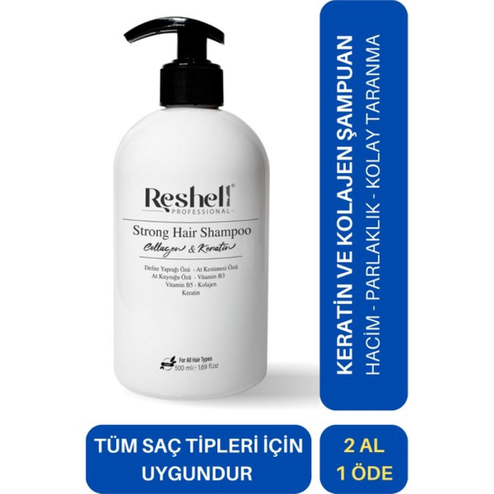 Reshell Kolajen ve Keratin Katkılı Hızlı Uzamaya Yardımcı Dökülmeye Özel Tuzsuz Şampuan 500 Ml Şampuan ve Saç Kremi Fiyatı