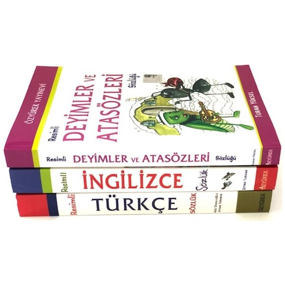 Resimli Sözlük Seti - 3'lü ( Türkçe , Ingilizce , Deyimler ve Atasözleri Sözlüğü) Sözlük İmla Kitapları Fiyatı