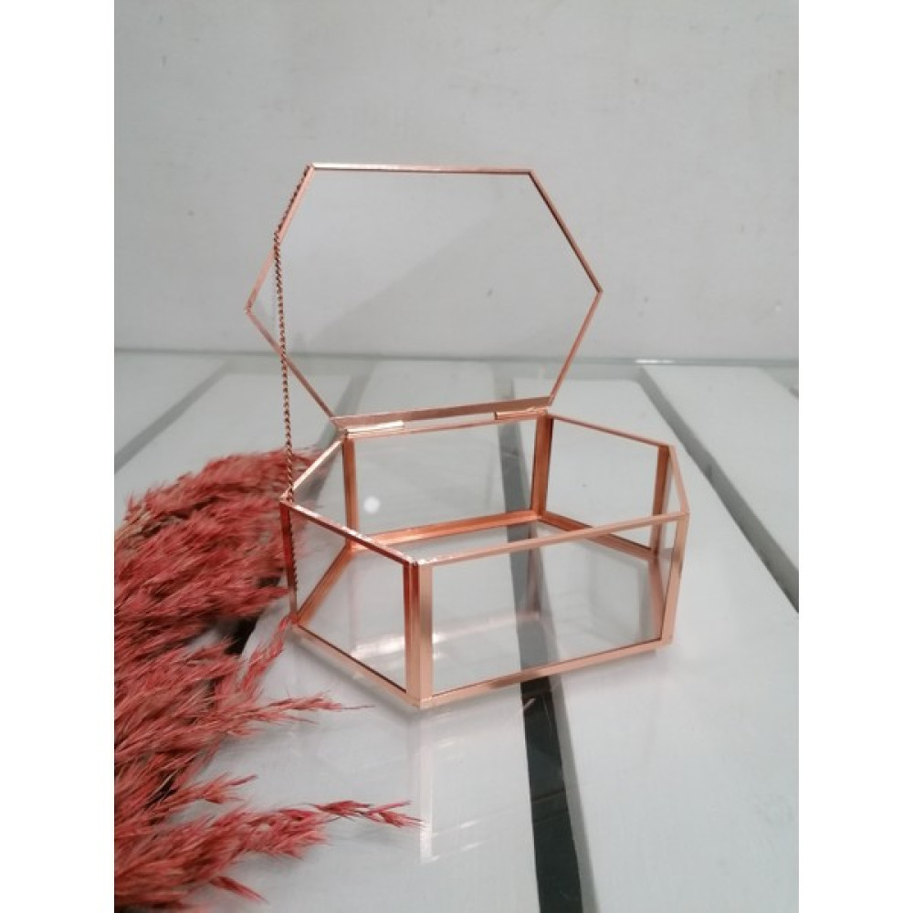 Resital Online Altıgen Model Cam Kutu 15 x 10 x 5 cm Eşya Saklama Kutusu Fiyatı
