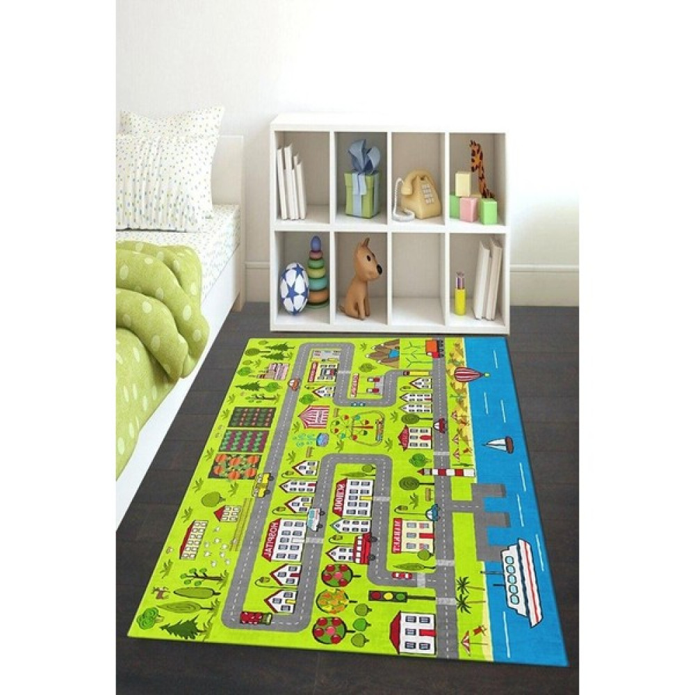 Resmiro Kaymaz Taban Yıkanabilir Eğlenceli Şehir Oyunu Desenli Çocuk Halısı - Renkli - 80 x 120 cm Bebek Odası Halı Fiyatı
