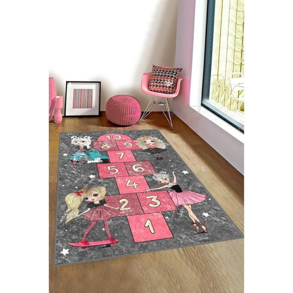 Resmiro Kaymaz Taban Yıkanabilir Lol Bebek Seksek Desenli Çocuk Halısı - Renkli - 100 x 200 cm Bebek Odası Halı Fiyatı