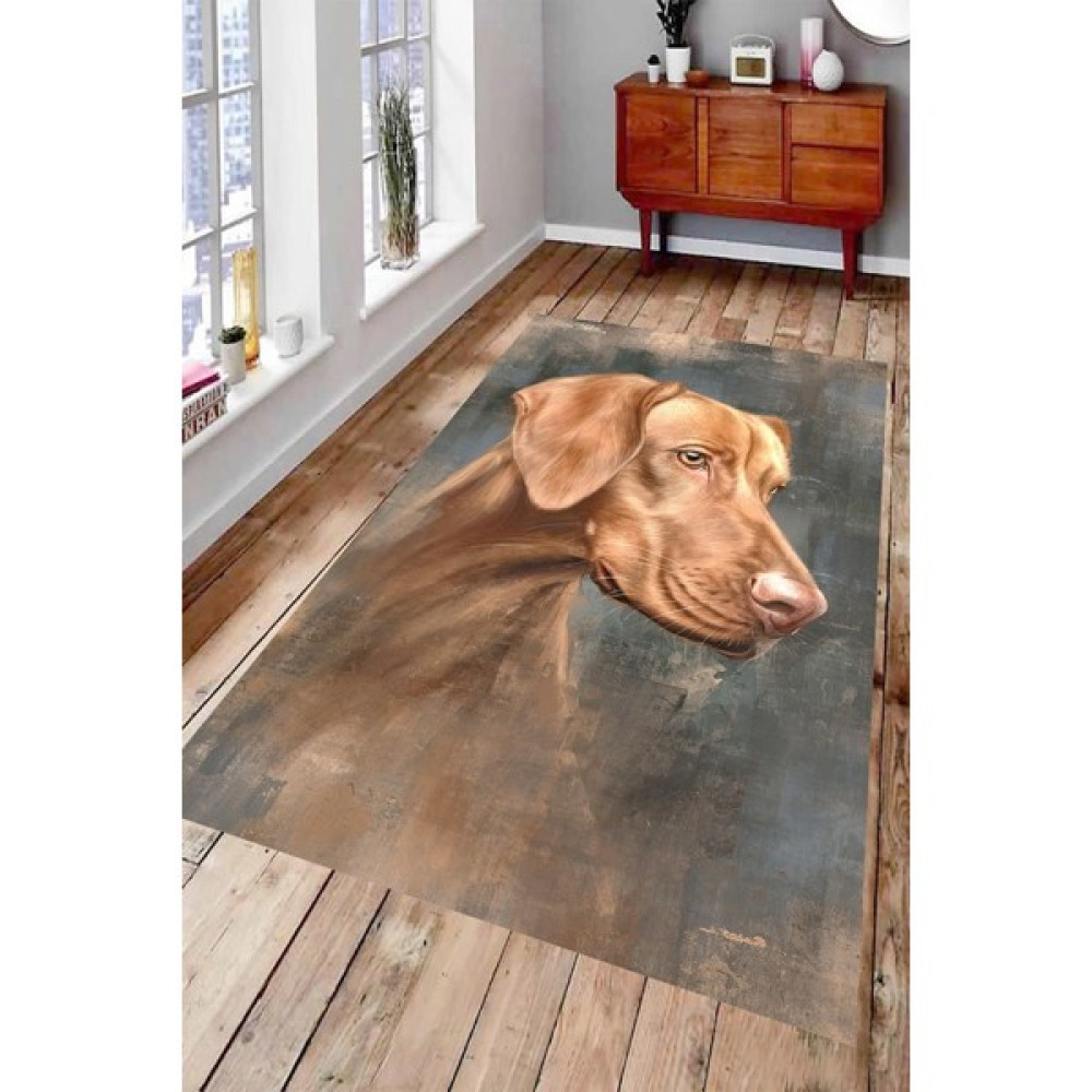 Resmiro Kaymaz Taban Yıkanabilir Masum Köpek Portresi Halı - Renkli - 140 x 200 cm Salon Halısı Fiyatı