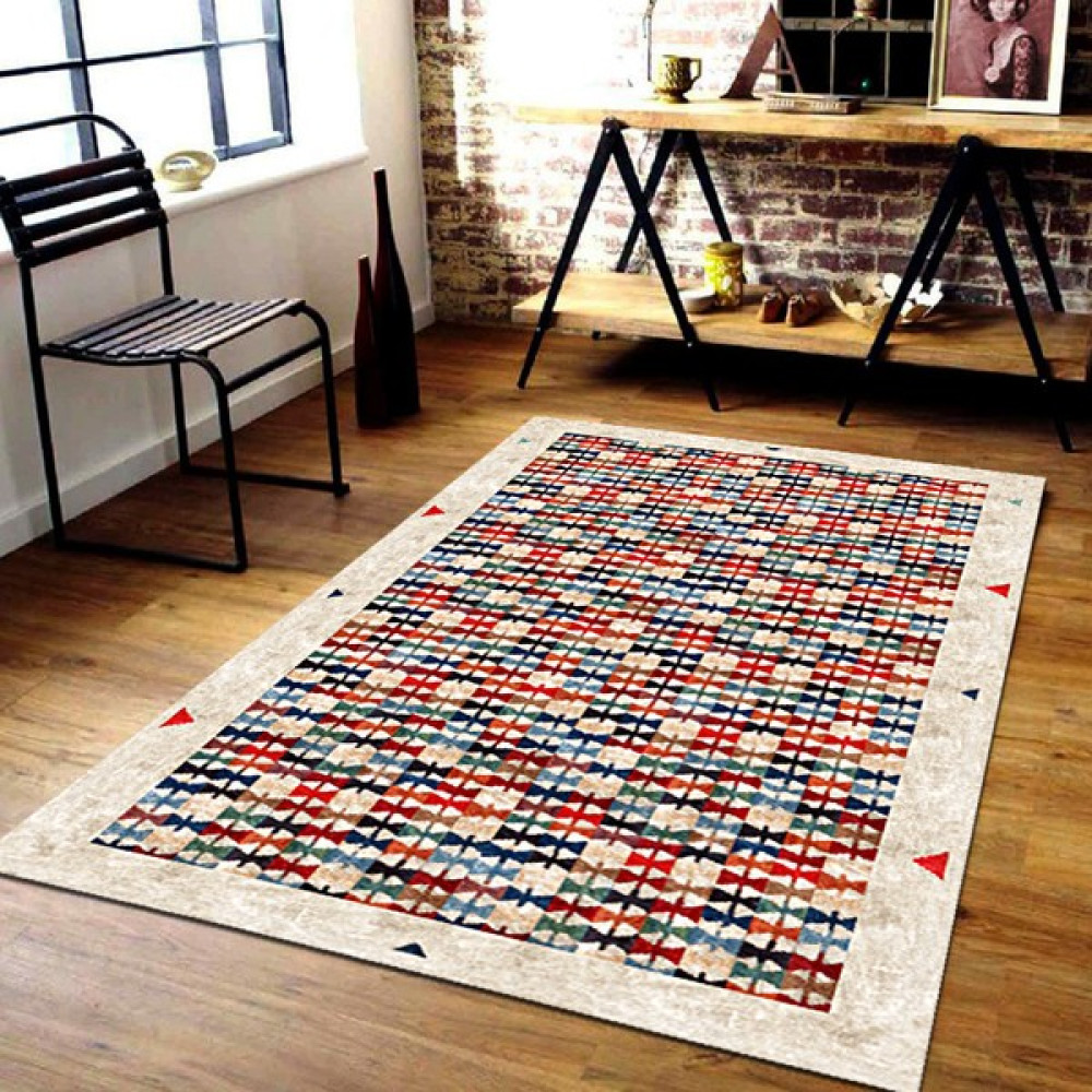 Resmiro Kaymaz Taban Yıkanabilir Renkli Papyon Desenli Dijital Baskılı Halı - 160 x 230 cm Salon Halısı Fiyatı