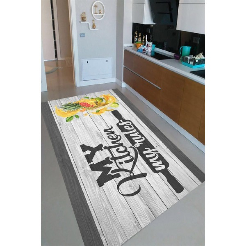 Resmiro Kaymaz Taban Yıkanabilir Tahta Tasarımlı Mutfağım Mutfak Halısı - Renkli - 80 x 150 cm Salon Halısı Fiyatı