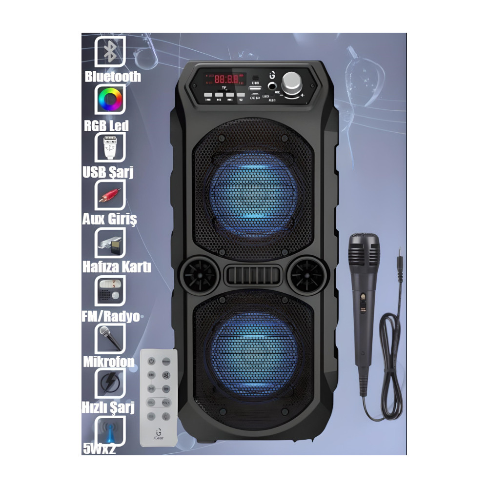 resolut Bluetooth Hoparlör Kablosuz Ses Bombası Radyo Usb Parti Hoparlörü Led Işıklı Ses Sistemi Karaoke Bluetooth Hoparlör Fiyatı