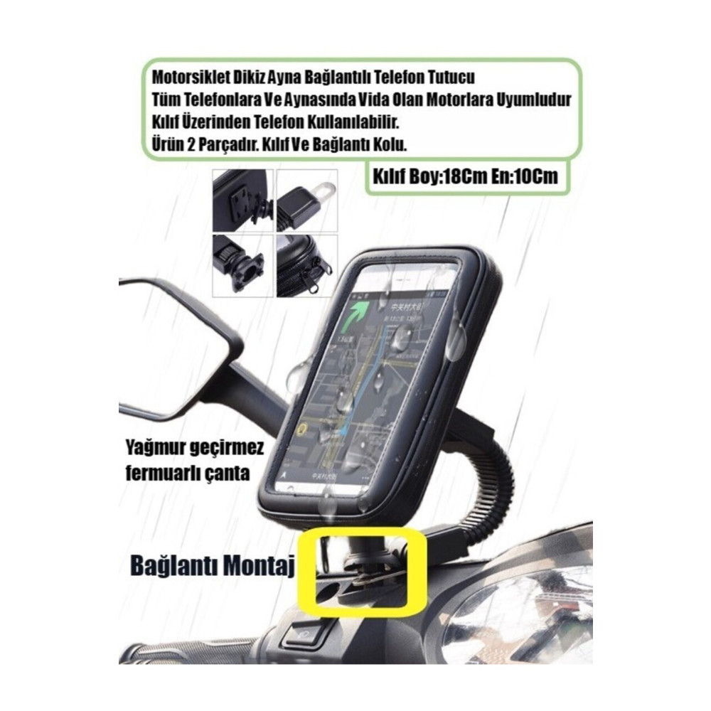resolut Motosiklet Bisiklet Telefon Tutucu Ayna Bağlantılı Su Geçirmez Kılıf Motor Tutacağı Araba & Motorsiklet Aksesuarı Fiyatı