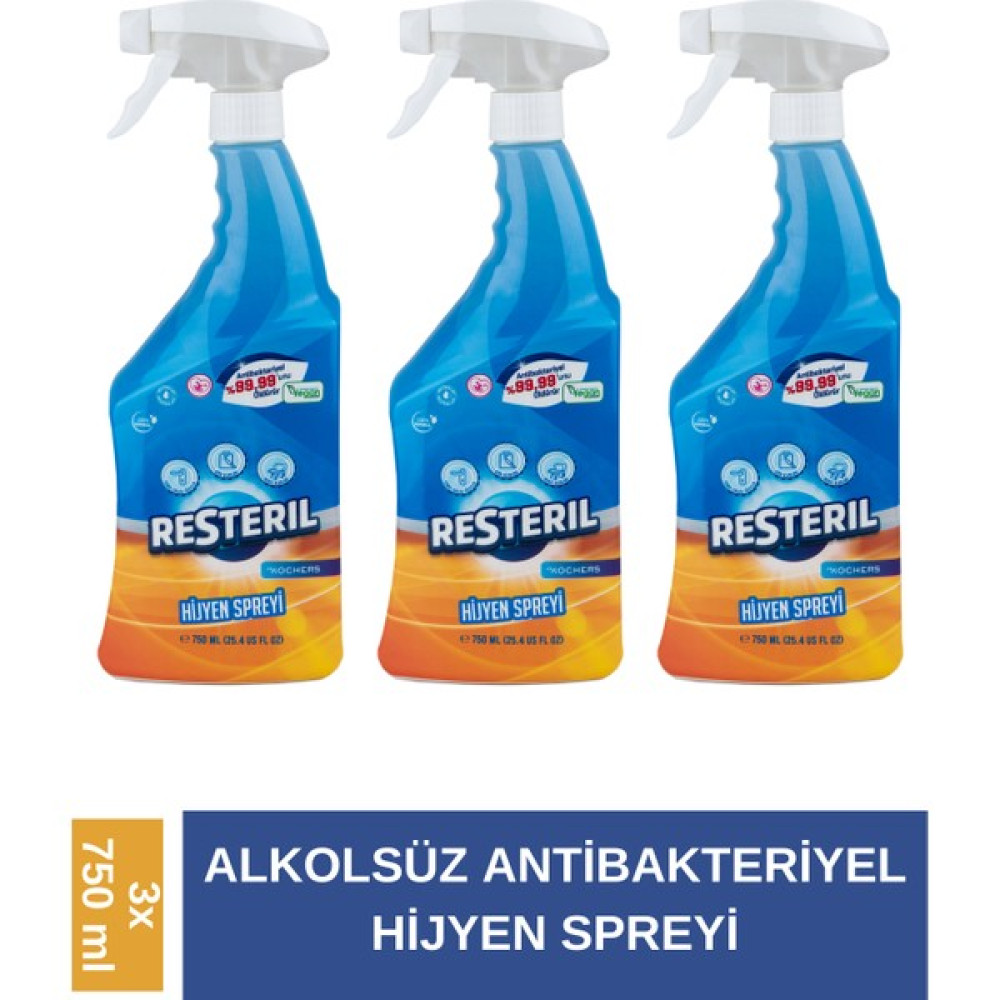 Resteril Hijyen Spreyi 3x750ml Buzdolabı Temizleyici Banyo Küf Giderici Klozet Kapağı Dezenfektan Parlatıcı ve Temizleyiciler Fiyatı