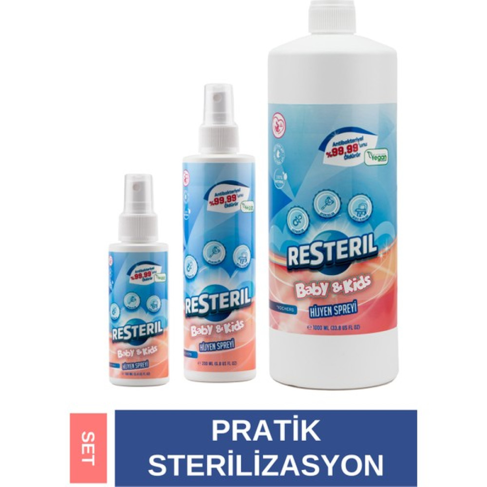 Resteril Hijyen Spreyi Baby&Kids 100x200x1000ml Bebek Biberon Emzik Temizleyici Dezenfektan Sprey Biberon Fiyatı