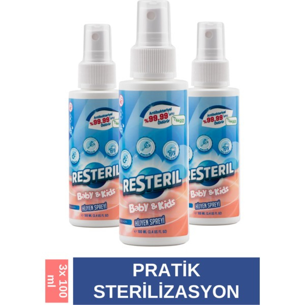 Resteril Hijyen Spreyi Baby&Kids 3X100ml Bebek Sterilizatör Biberon Emzik Temizleyici Dezenfektan Bebek Beslenme Gereçleri Fiyatı