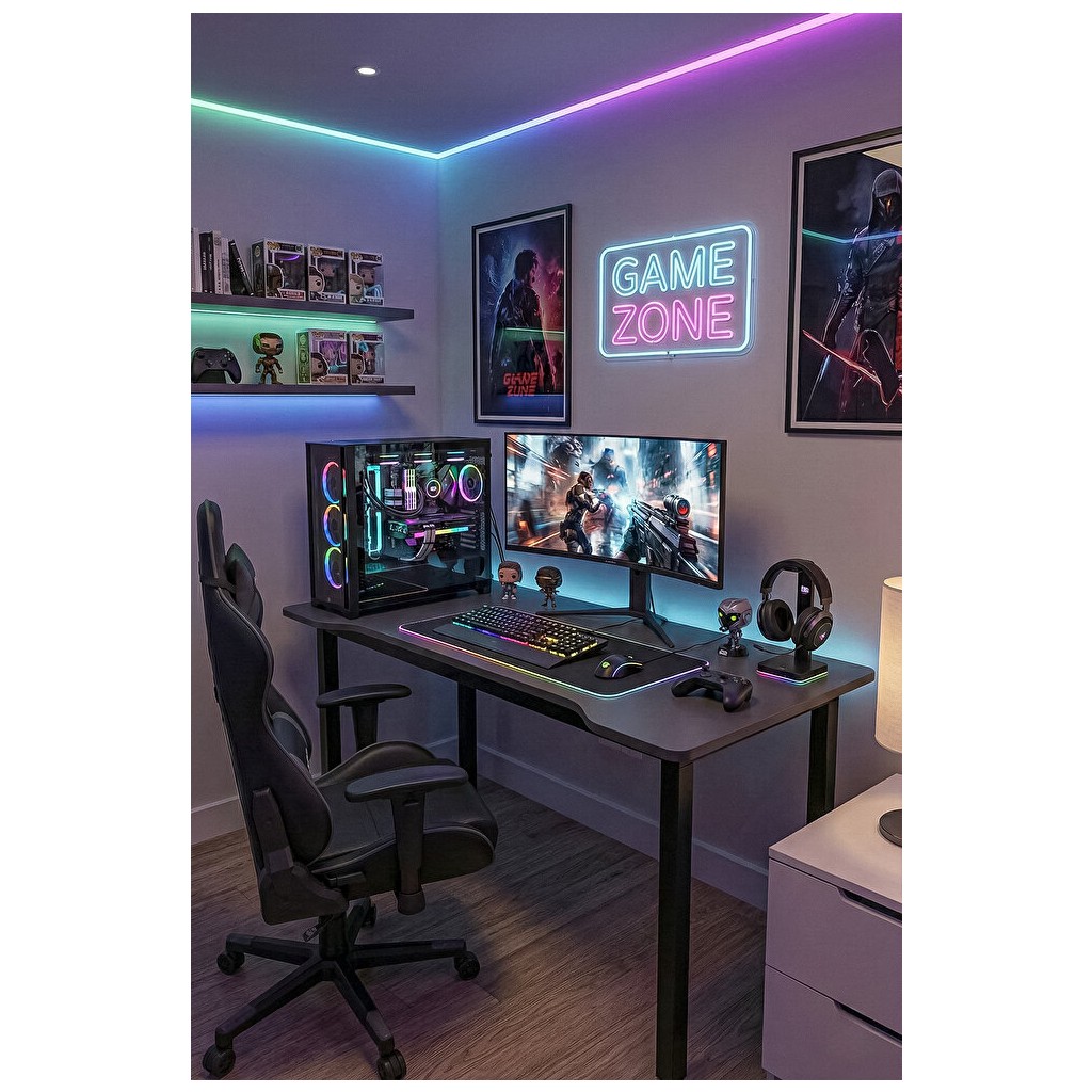 RetoDesign 140 Antrasit Oyun Çalışma Masası Gaming Masa Ofis Masası 9100 Ofis Çalışma Masası Fiyatı