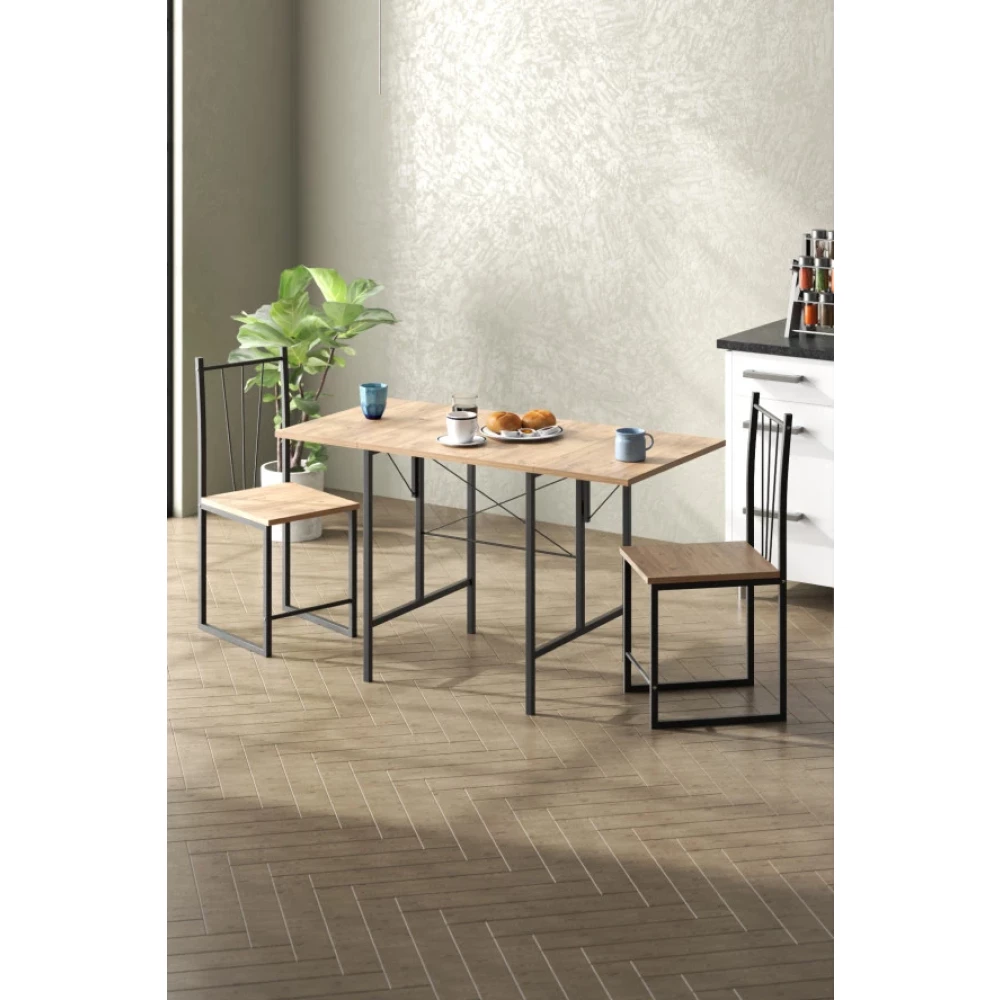 Retodesign Retodesıgn Yıldız Katlanır Mutfak Masası 2 Sandalyelı Takım 1626 Yemek Odası Takımı / Seti Fiyatı