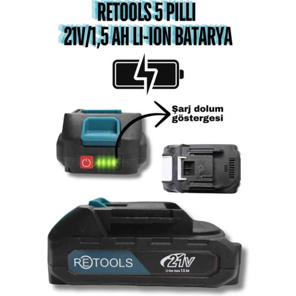 Retools 5 Pilli Li-Ion Batarya 21V/1.5AH Mavi Oto Boyaları Fiyatı