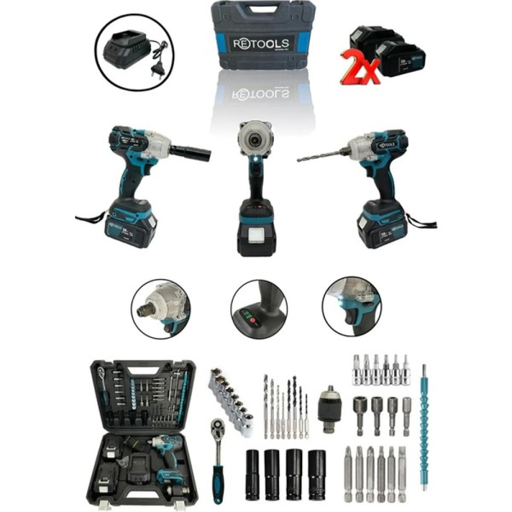 Retools 58V Torklu Somun Sıkma 400NM Tork Mandrenli Somun Sıkma Makinesi Fiyatı