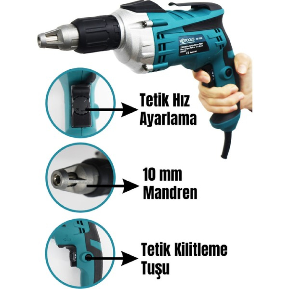 Retools  Elektrikli Alçıpan Vidalama Mavi Oto Boyaları Fiyatı