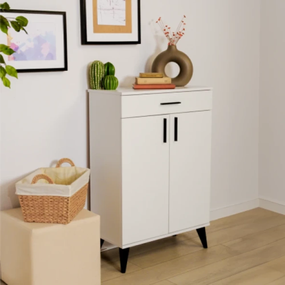 Retro Çok Amaçlı Dolap-Beyaz 69X103x34 Cm Ayakkabılık Fiyatı
