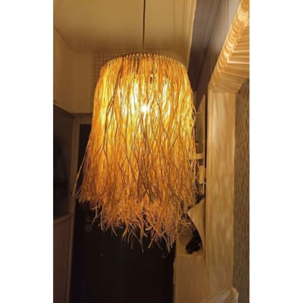Retro Home Design Bej Hasır Püsküllü Avize Rafya Bohem Avize Kış Bahçesi Mekan Tasarım Salon / Oturma Odası 70 x 30 M Avize Fiyatı