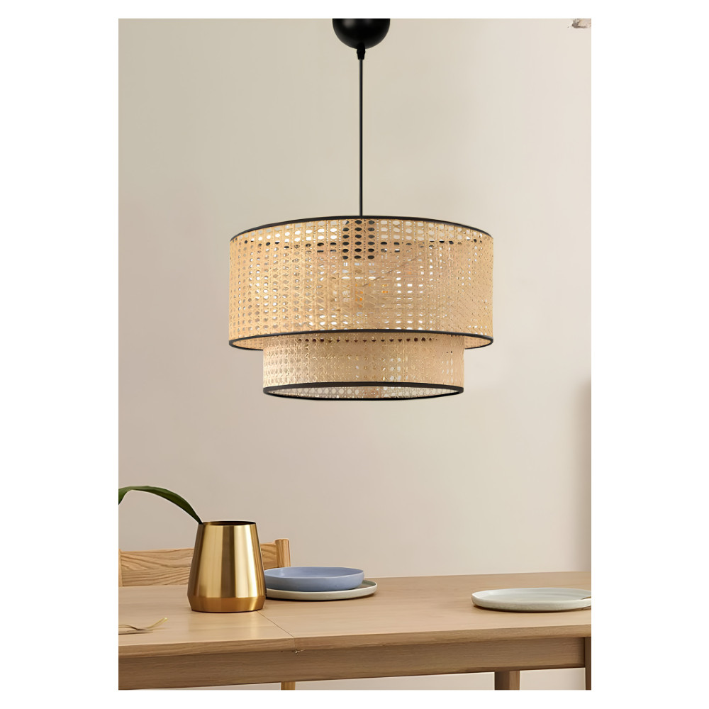 retro home design Modern Serisi Doğal Hazeran Rattan 2 Katlı Sarkıt Avize Avize Fiyatı